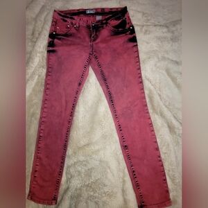 Pink/Purple Tie-dye Soundgirls Skinny‎ Jeans With Rhinestones Size 7- Stretchy